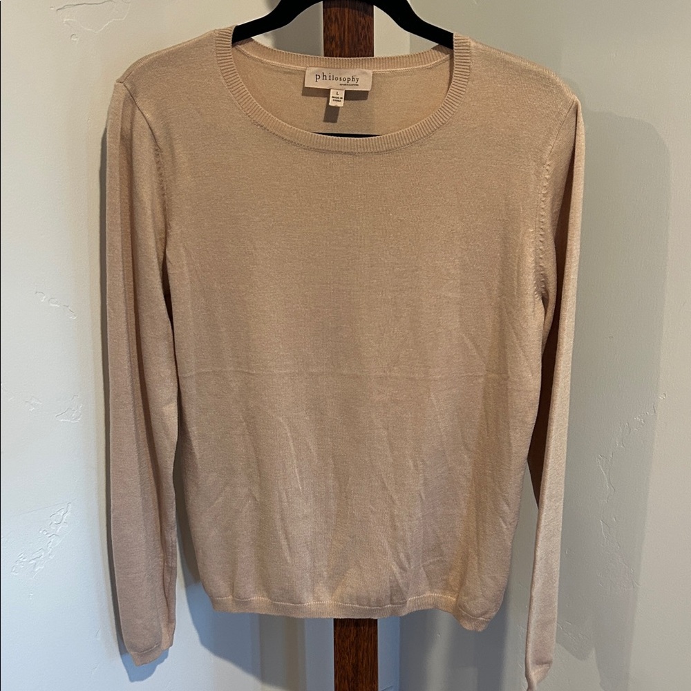 Philosophy Crewneck Lightweight Pullover Light Tan Knit‎ Sweater/Top size L